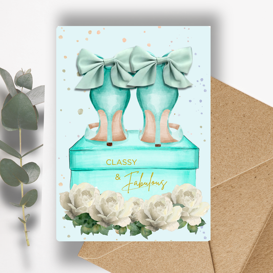 Blue Shoes Scented A5 Card with envelope