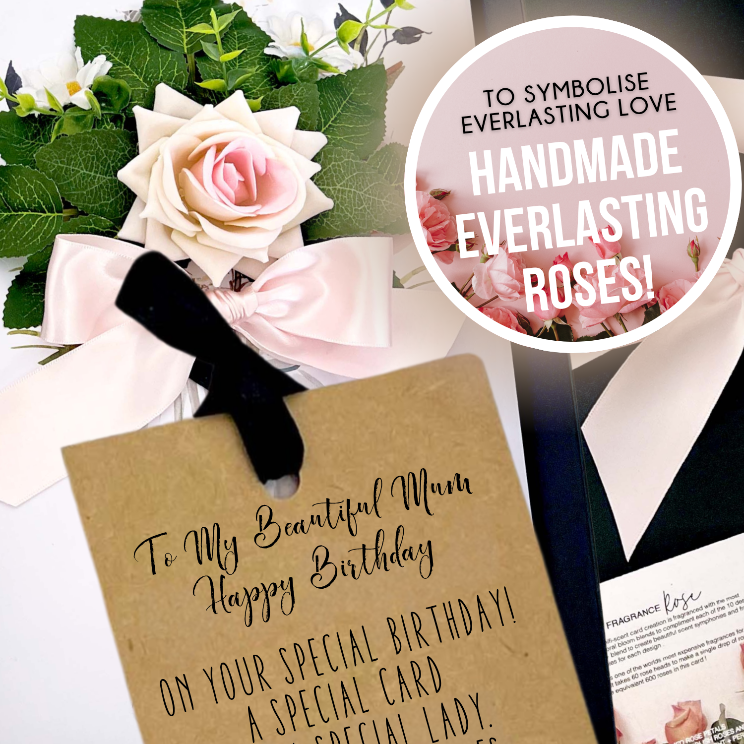 blush pink floral birthday card feminine design