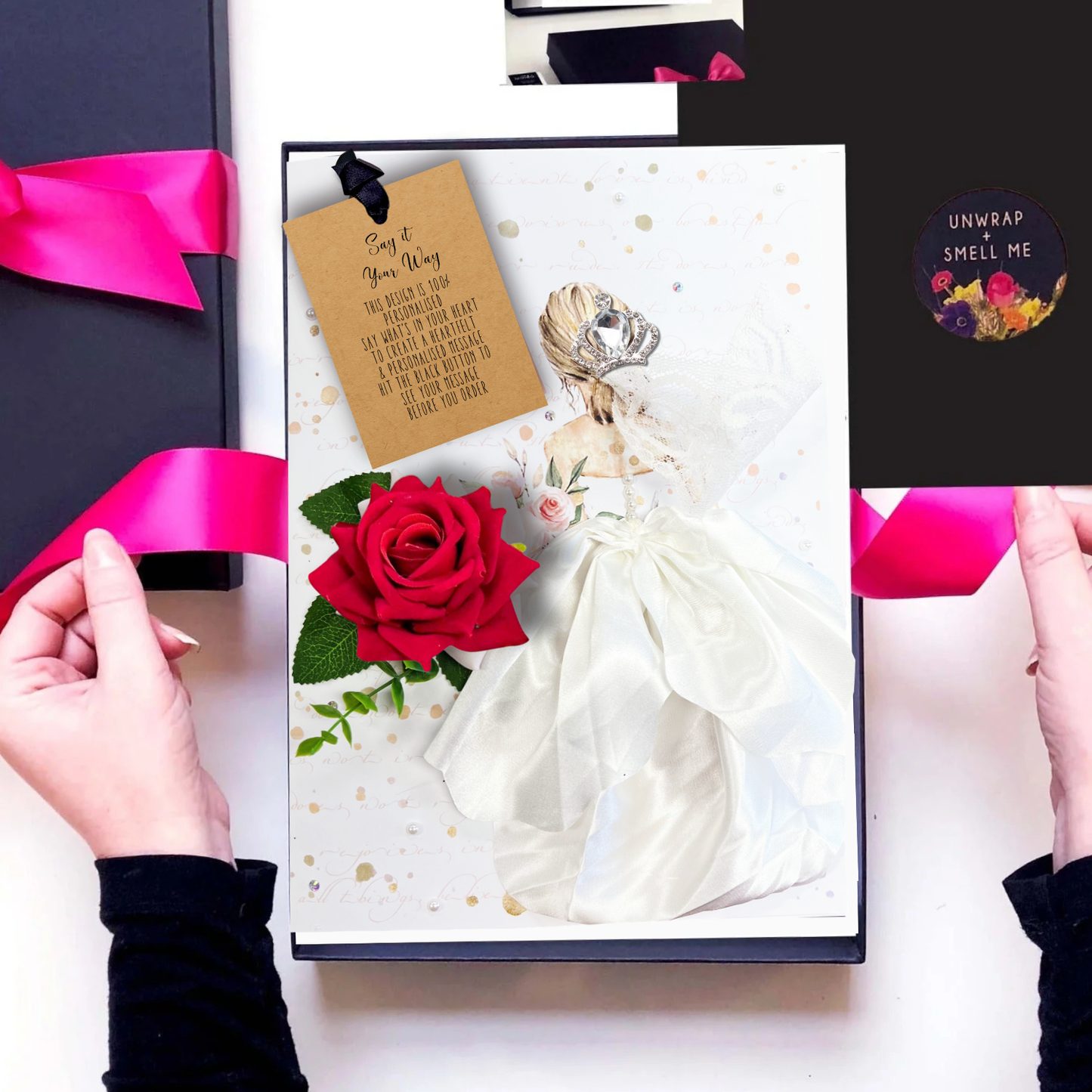 Handmade Personalised Today a Bride, Always a Daughter Wedding Keepsake Card