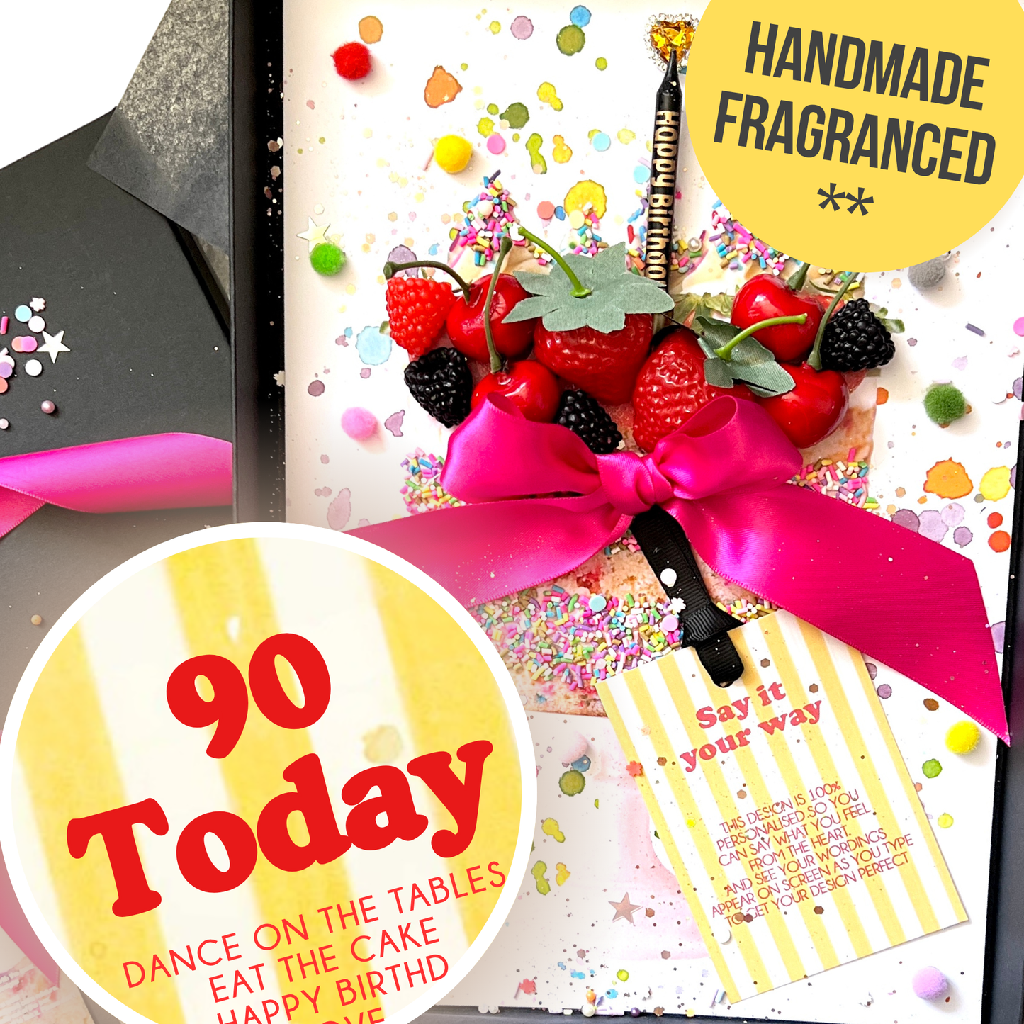 Scented 90th Birthday Cake Keepsake Card