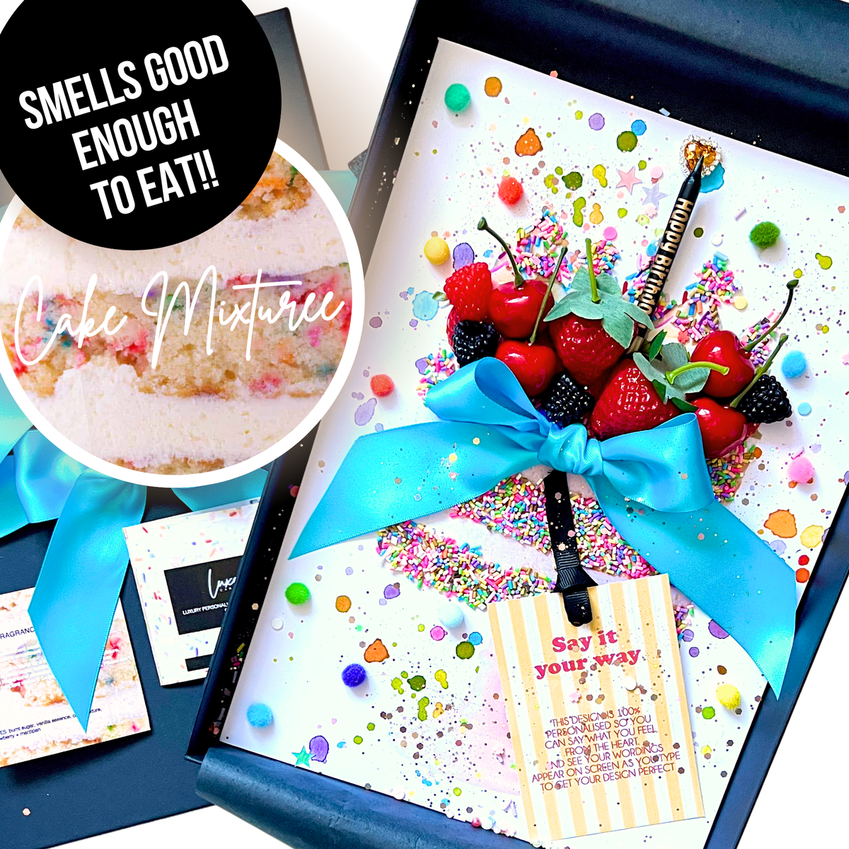 Luxury gift boxed 60th Birthday Cake card scented with Cake for him his birthday