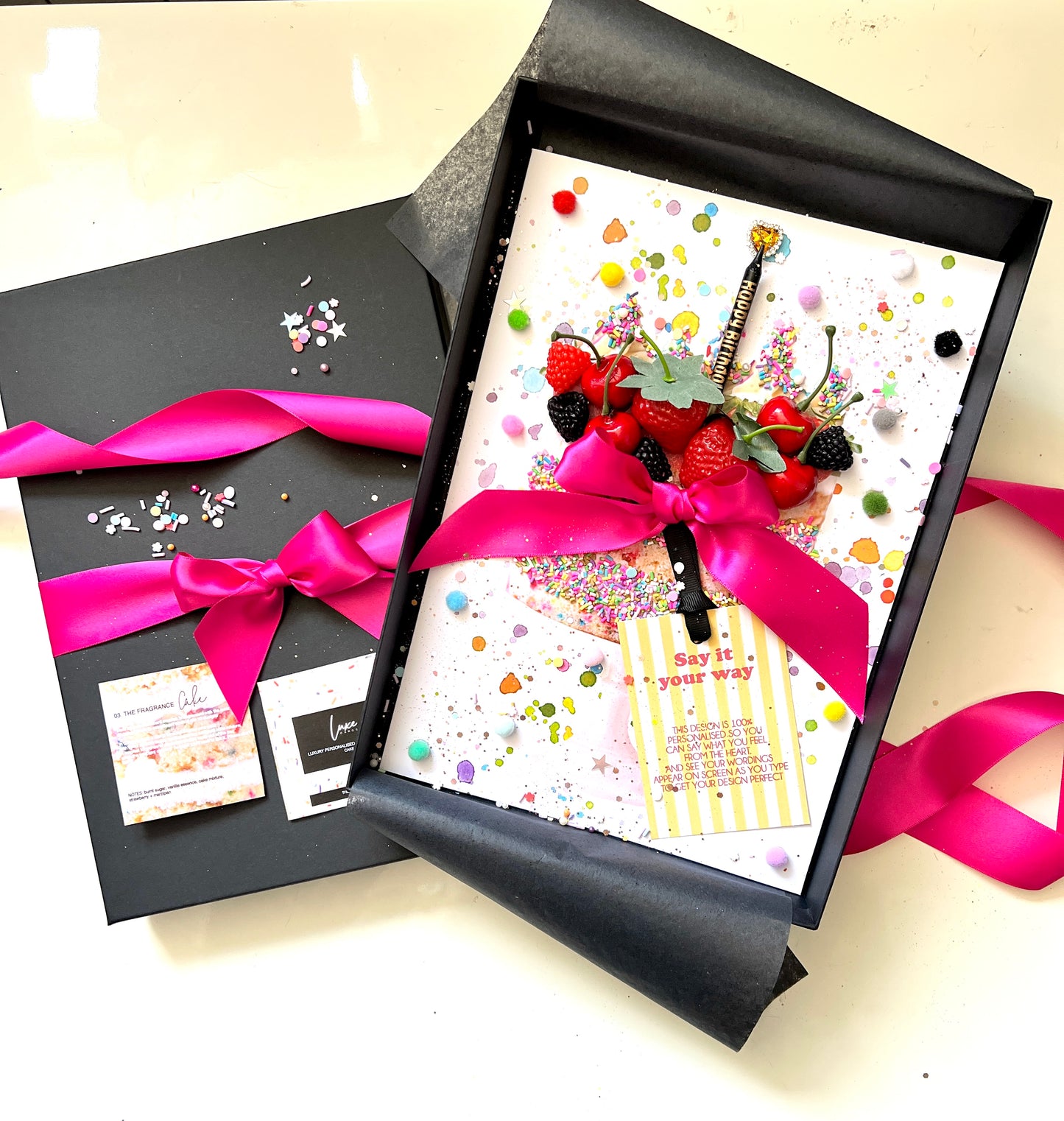 BIRTHDAY CAKE Scented with Cake Mixture + Cherries Large Boxed Card Design