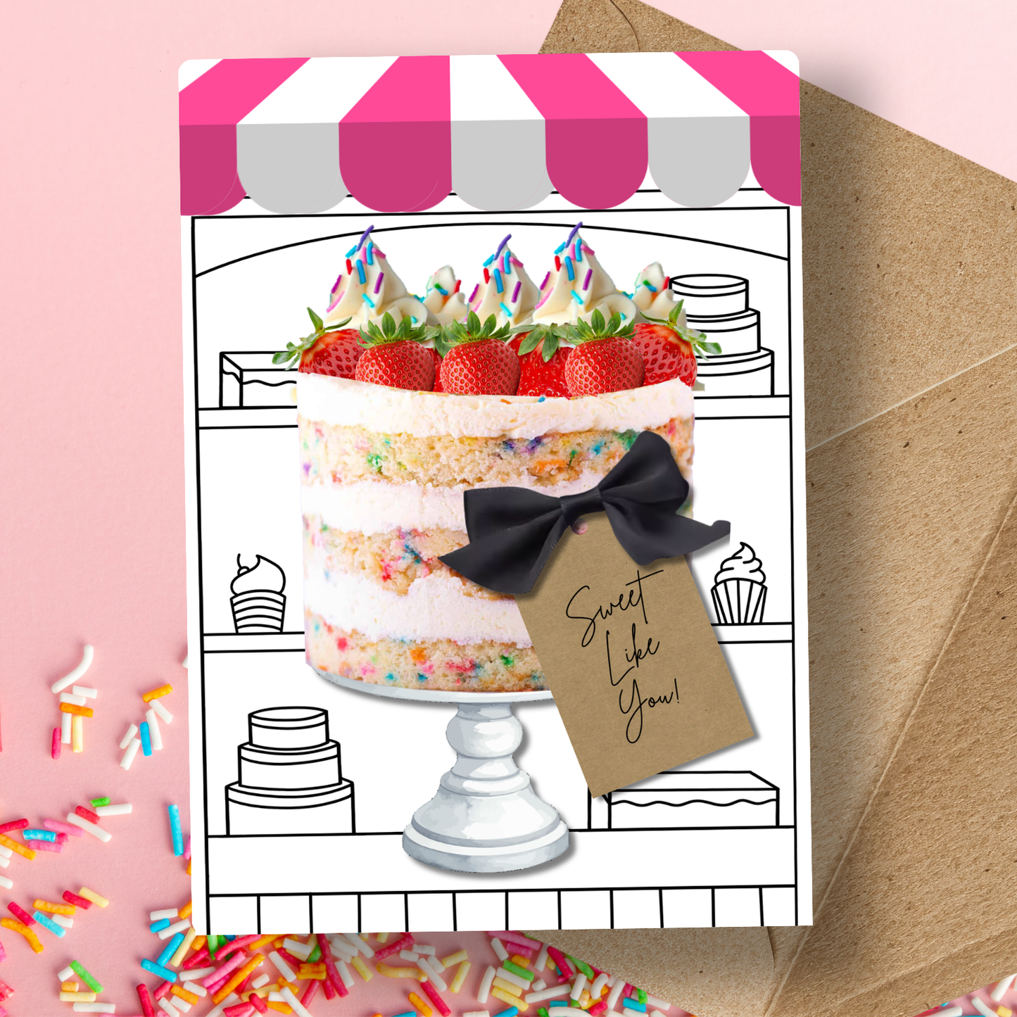 Sweet Like You Scented A5 Cake Card with envelope
