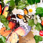 Close up of the printed silk monarch butterflies in the enchanted woodland collection - special cards for luxury moments