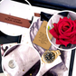 Up Close with The Luxury Dapper Gent Card - Everlasting handmade roses, leather tag, mother of pearl button and watch with crystal embellishments