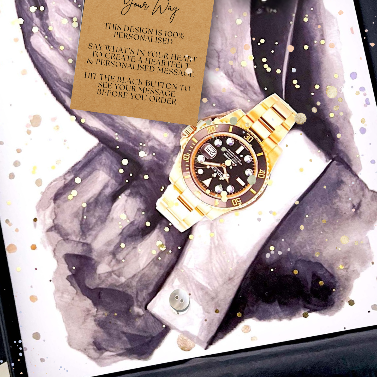 50th Dapper Husband Birthday Card in luxury velvet lined gift box