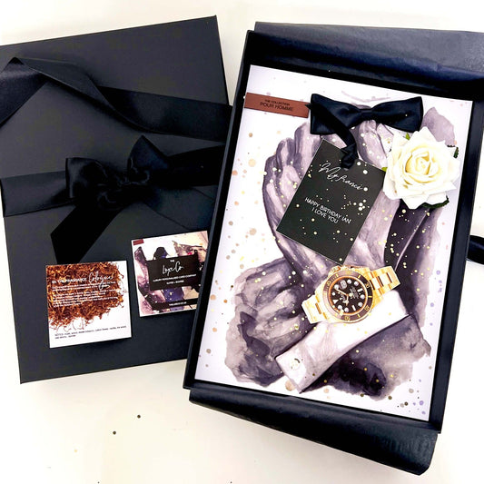 Luxury 50th dapper husband 50th birthday card for him with Swarovski crystal encrusted watch.