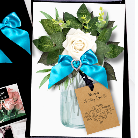 December Birthstone Blue Zircon Crystal Boxed Bedazzled Birthday Card