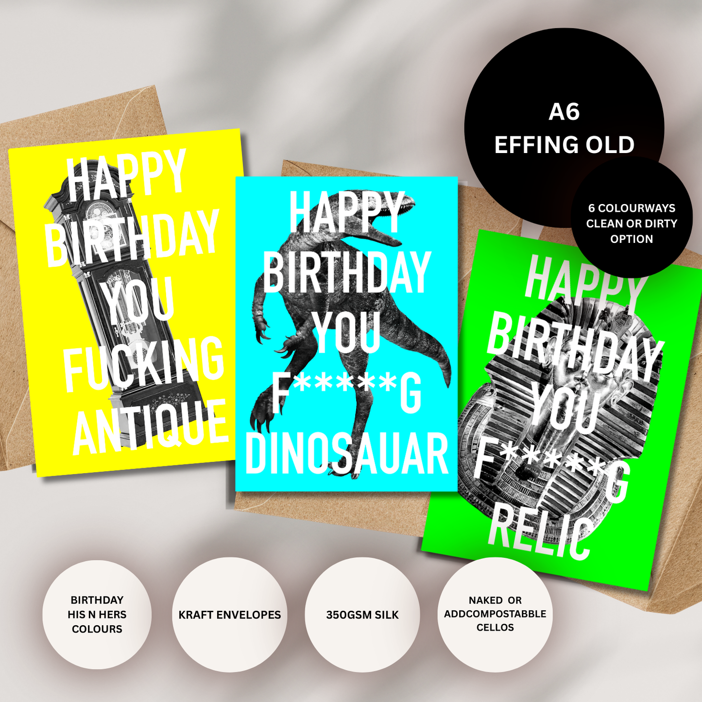 Rude Birthday Card For Him – Happy Birthday You Fucking Dinosaur