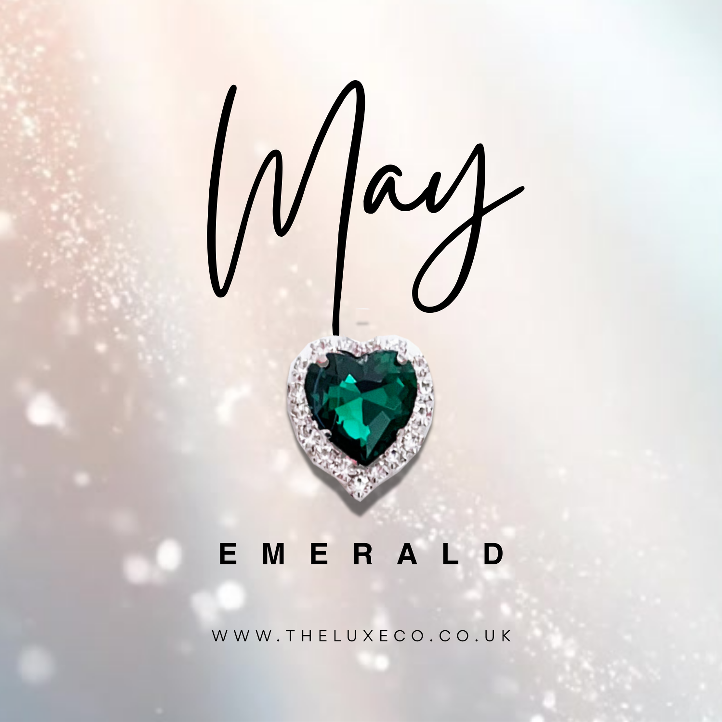 Piedras natales de mayo esmeralda + tarjeta de regalo de cumpleaños en caja de regalo con flores 