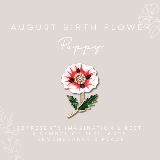 August Birth Flower - Poppy Enamelled Brooch in Box