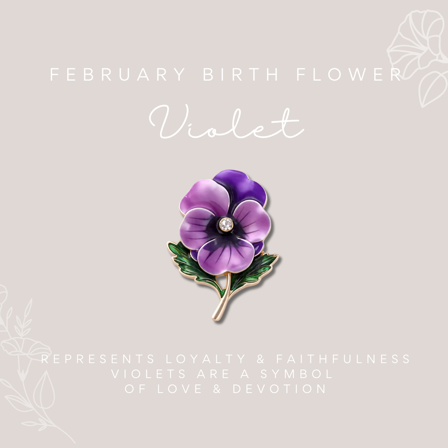 Birth Flower Enamelled Brooch Gift