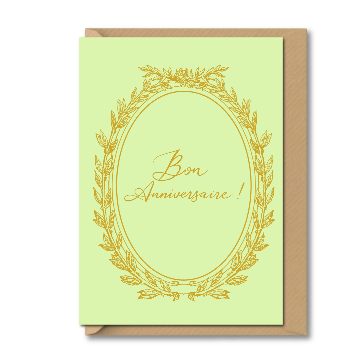 french birthday card bon anniversaire pastel green gold vintage paris style