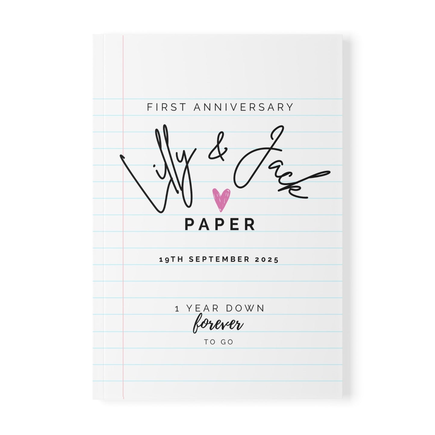 Personalised Paper Wedding Anniversary A5 Softcover Notebook