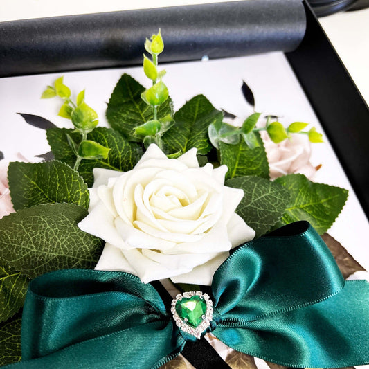 Emerald Gemstone Heart + Flowers Boxed 55th Anniversary Gift Card from The Luxe Co
