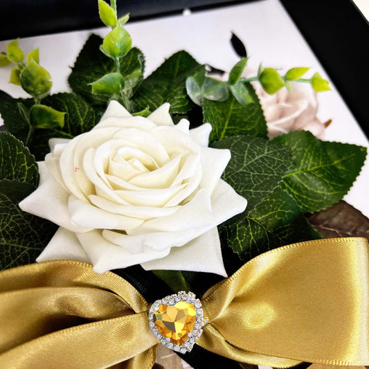 Golden Heart + Flowers Gift Boxed Anniversary Gift Card golden anniversary
