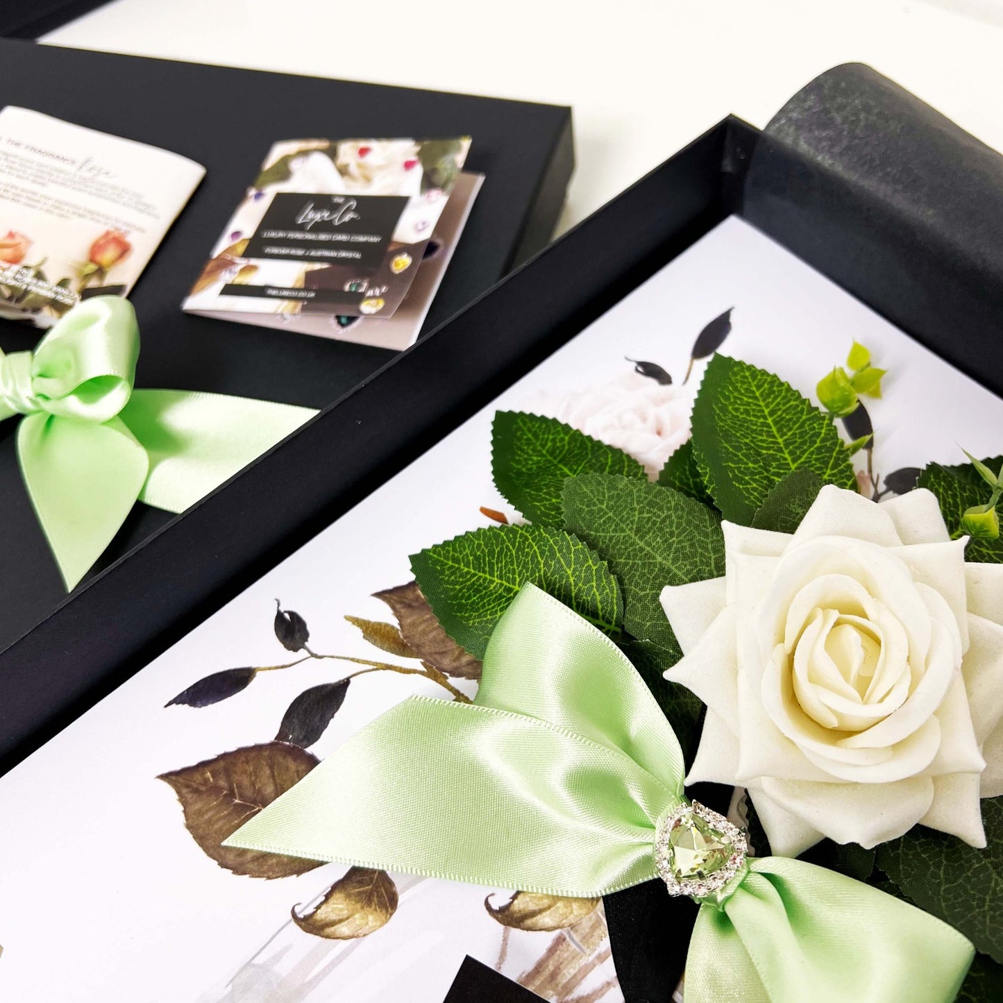 Peridot Birthstone Card + Flowers Gift Boxed Birthday Gift Card