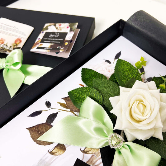 BLOOM BIRTHSTONES Birth stone + Ivory Rose Gift Boxed Card Design