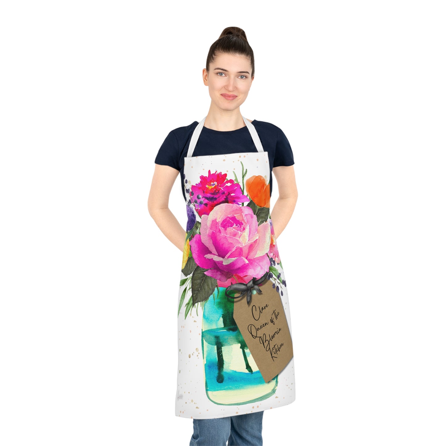 Personalised Bloom Hot Pink Rose Apron