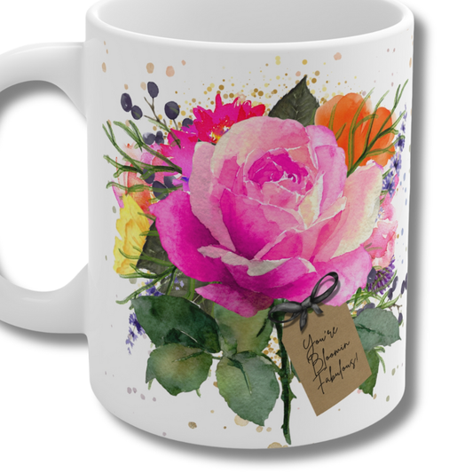 Bloomin Fabulous Hot Pink Bloom Rose Mug