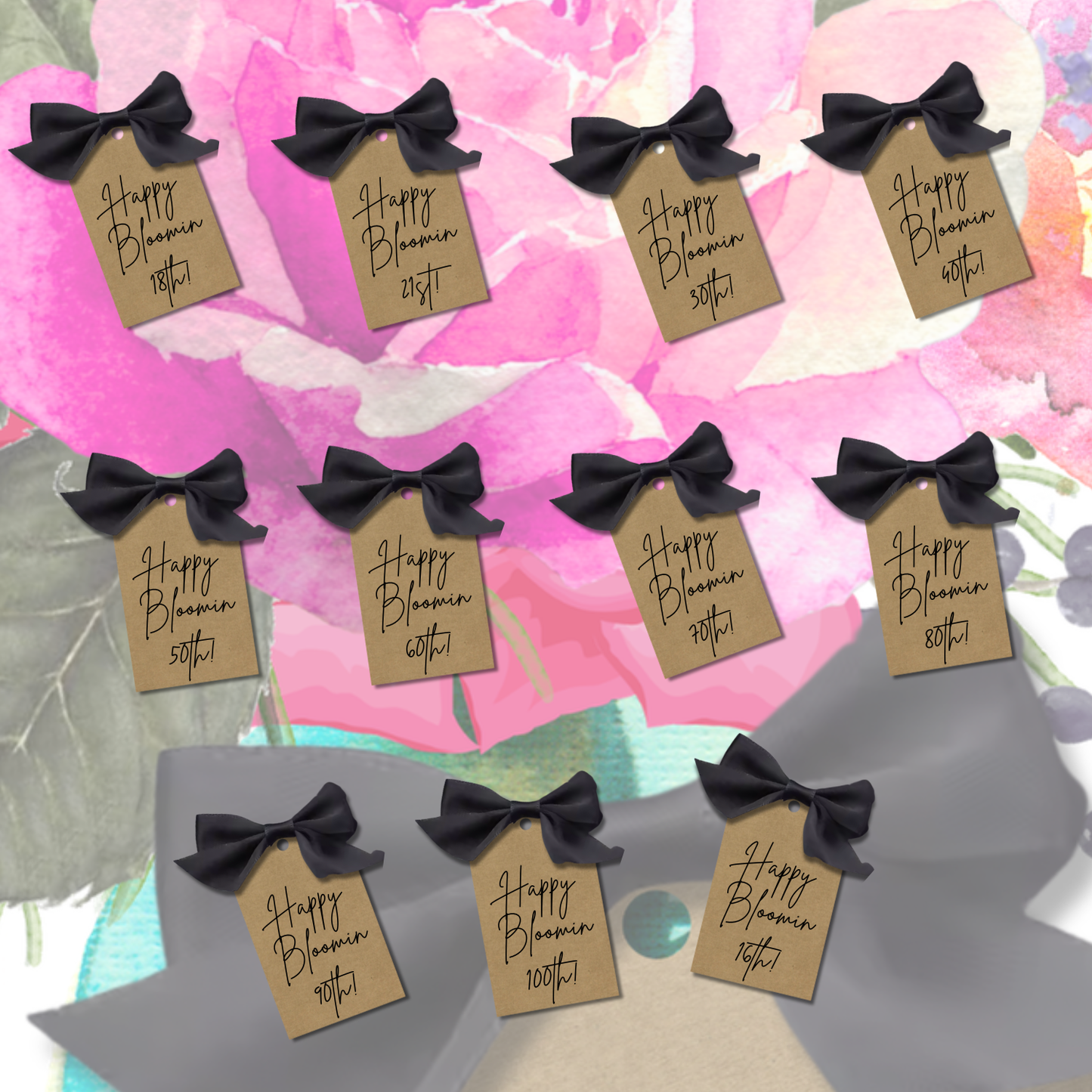 Luxe Cards Handmade Hot Pink Rose Birthday Cards are available Personalised with milestone ages: 16th, 18th, 21st, 30th, 40th, 50th, 60th, 70th, 80th, 90th, 100th celebrations.