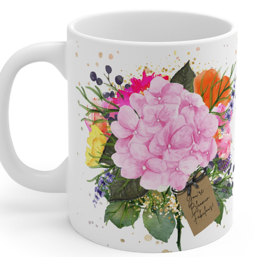 BLOOM HYDRANGEA Scented Silk Flowers in Perfume Bottle Card Design