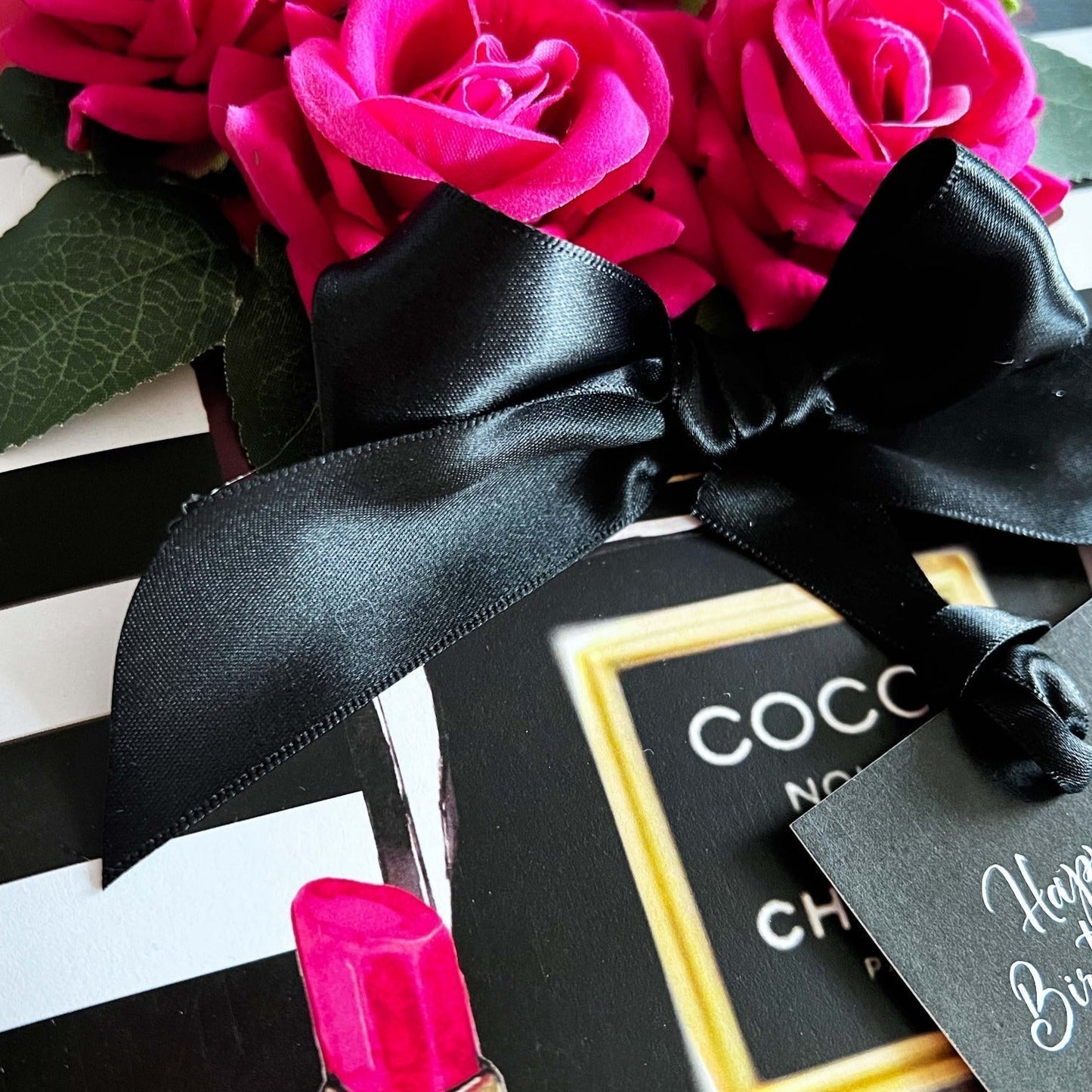 pink lipstick and perfume 50th luxury handmade cards
