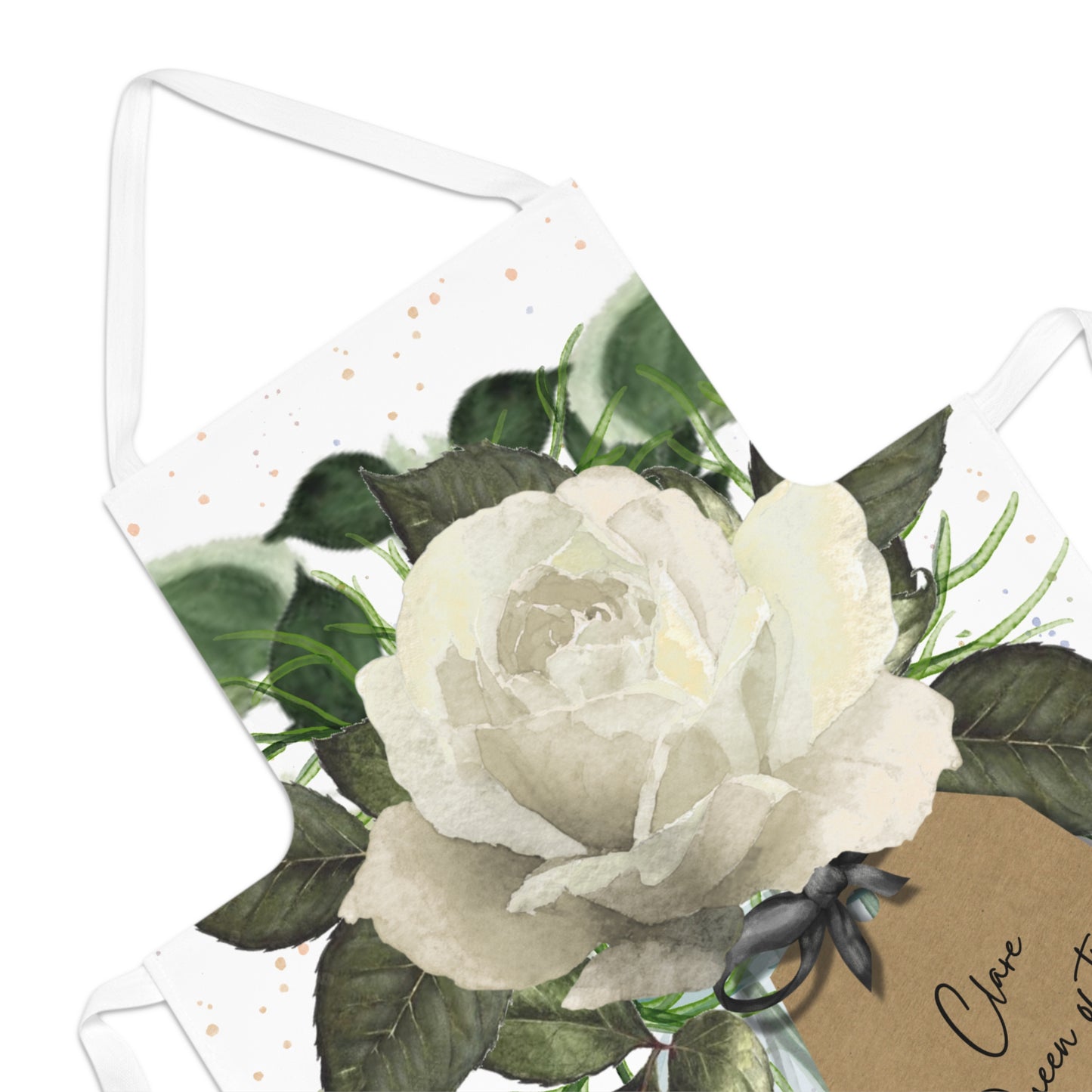 Personalised Bloom Ivory Rose Apron