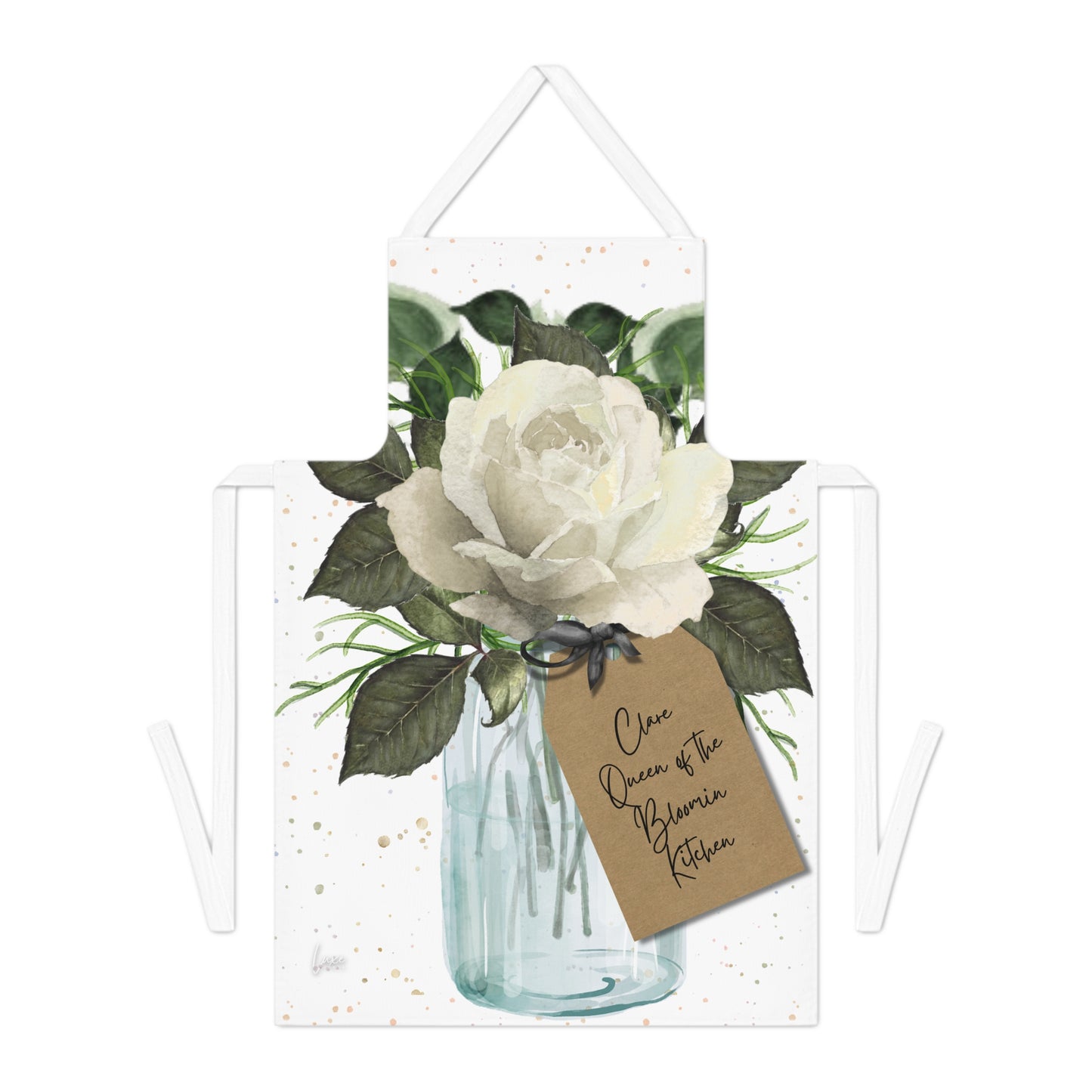 Personalised Bloom Ivory Rose Apron