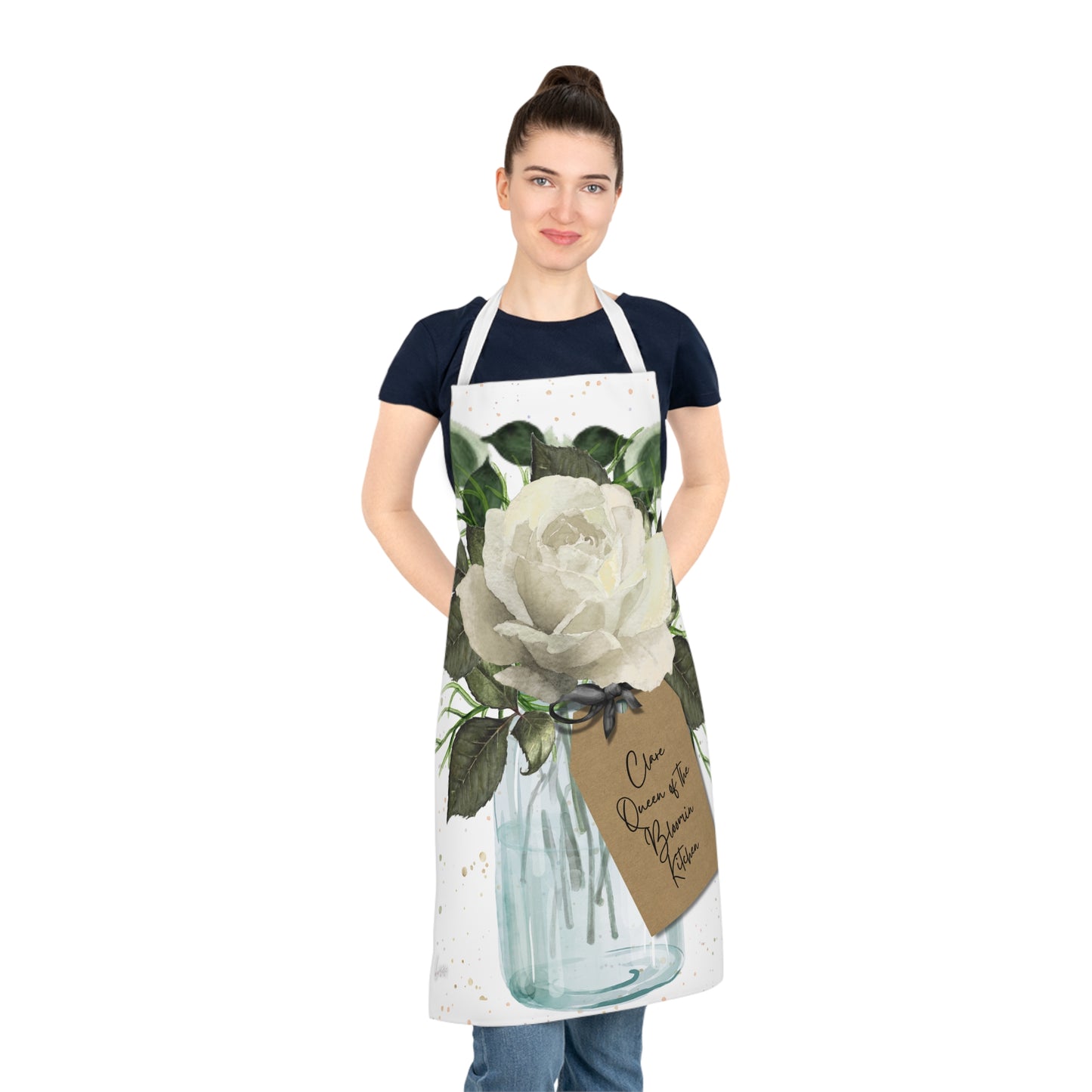 Personalised Bloom Ivory Rose Apron