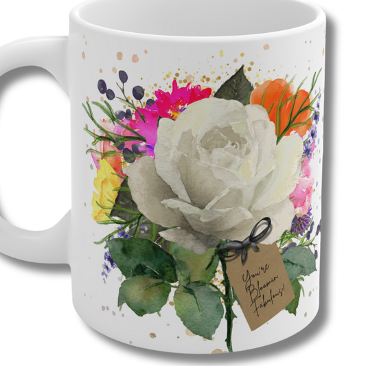 Bloomin Fabulous Ivory Bloom Rose Mug