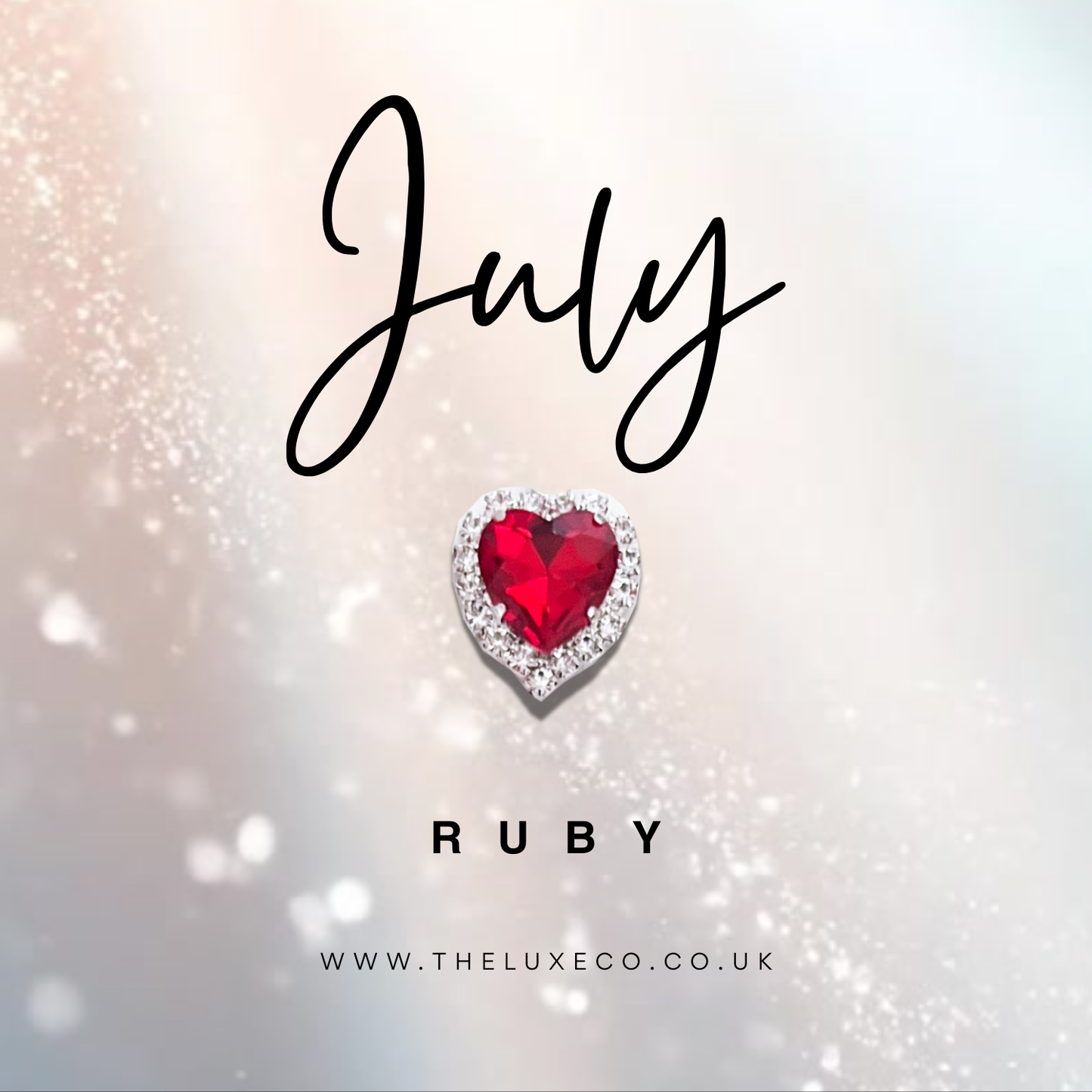 July Ruby Birthstones + Flowers Gift Boxed Birthday Gift Card