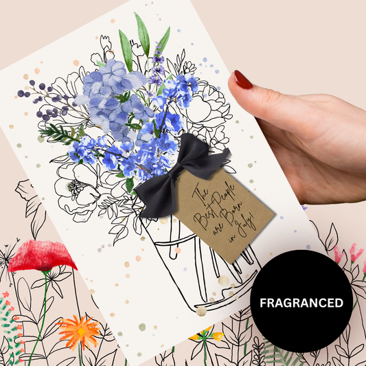 Watercolor Larkspur Birth Flower Scented A5 Card with envelope