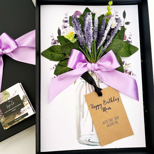 Lavender Bouquet Birthday Cards | With personalised birthday message printed tag | The Luxe Co
