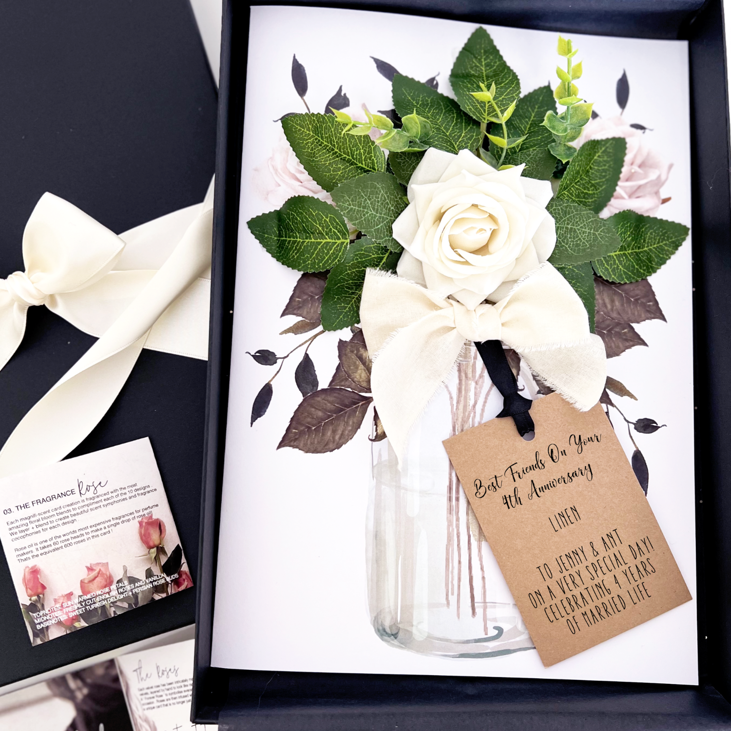 Linen Anniversary Card - handmade personalised luxury cards for the linen anniversary - 4th anniversary card