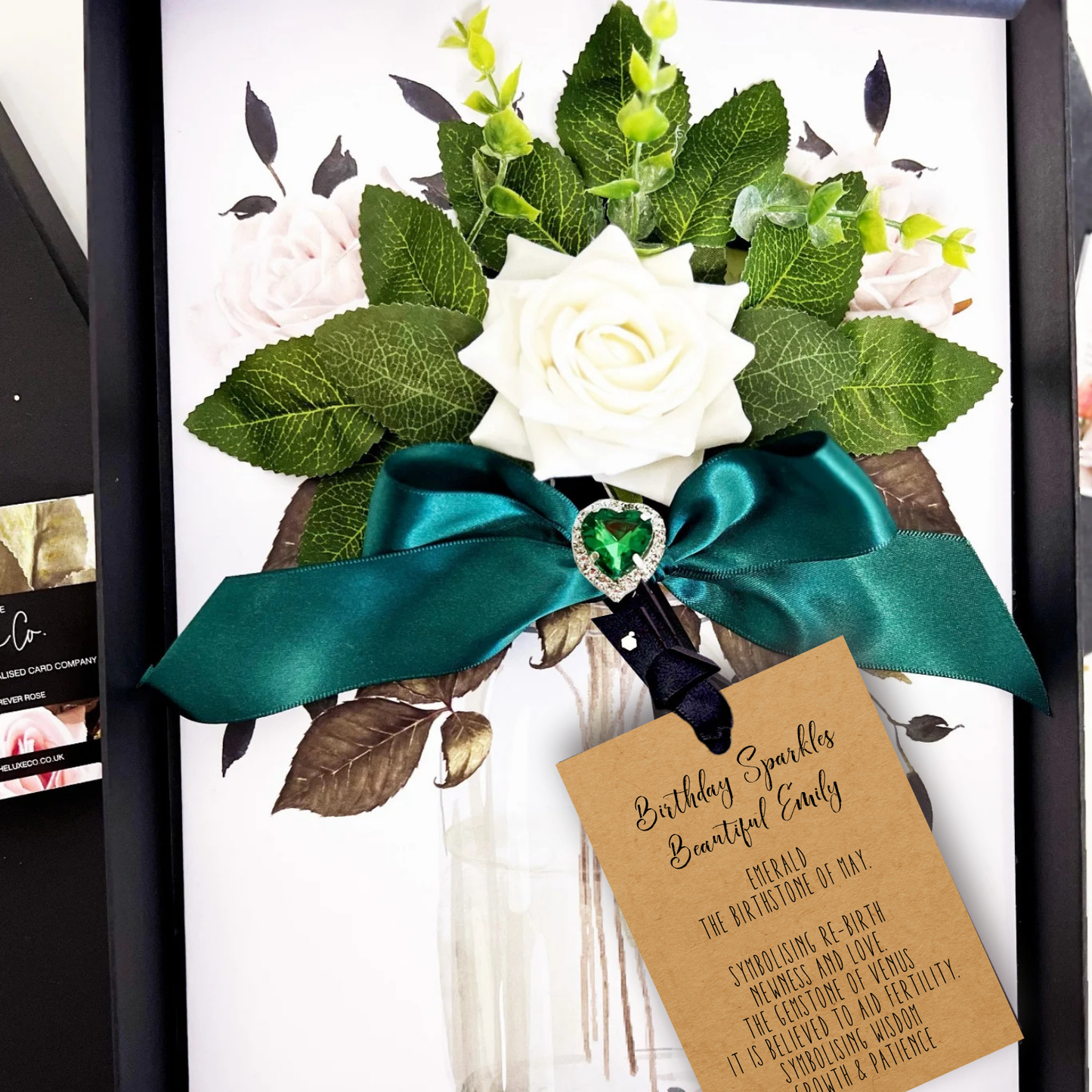Emerald May Birthstones + Flowers Gift Boxed Birthday Gift Card