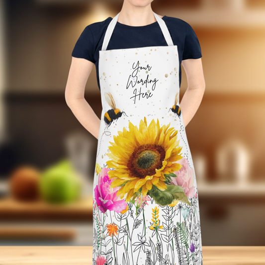 Personalised Momma Bloom Wildflower Bees Apron