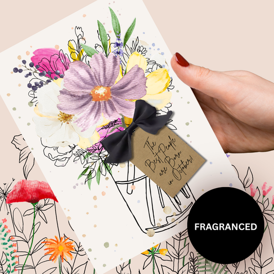 Cosmos October Birth Flower Scented A5 Birthday Card