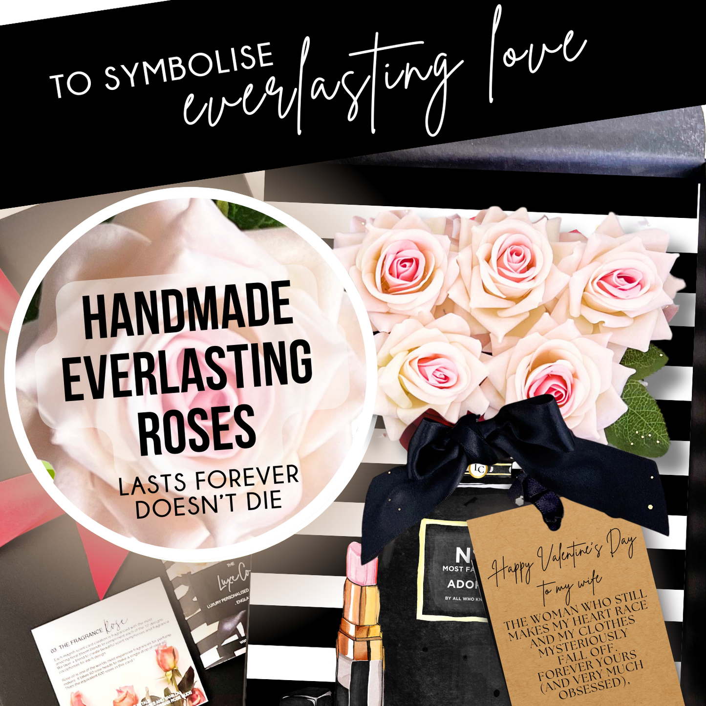 Panache Exquisite Scented Mothers Day Card with 5 everlasting roses