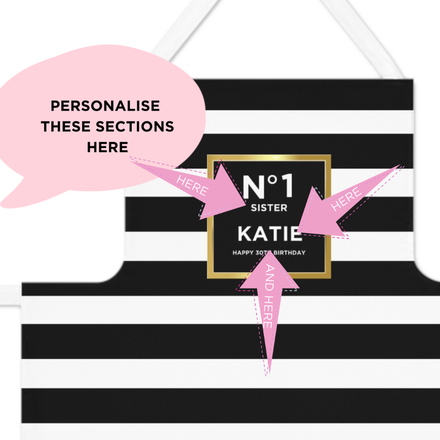 Apron - Monochrome Stripe with Panache Design and Personalization