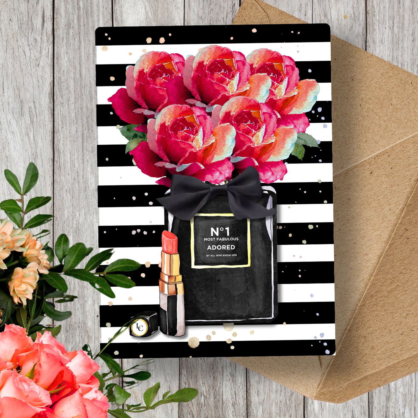 Scented A5 Card with envelope Panache Red Roses