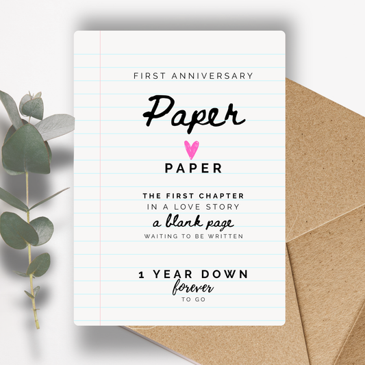 A5 Paper 1st First Wedding Anniversary Card