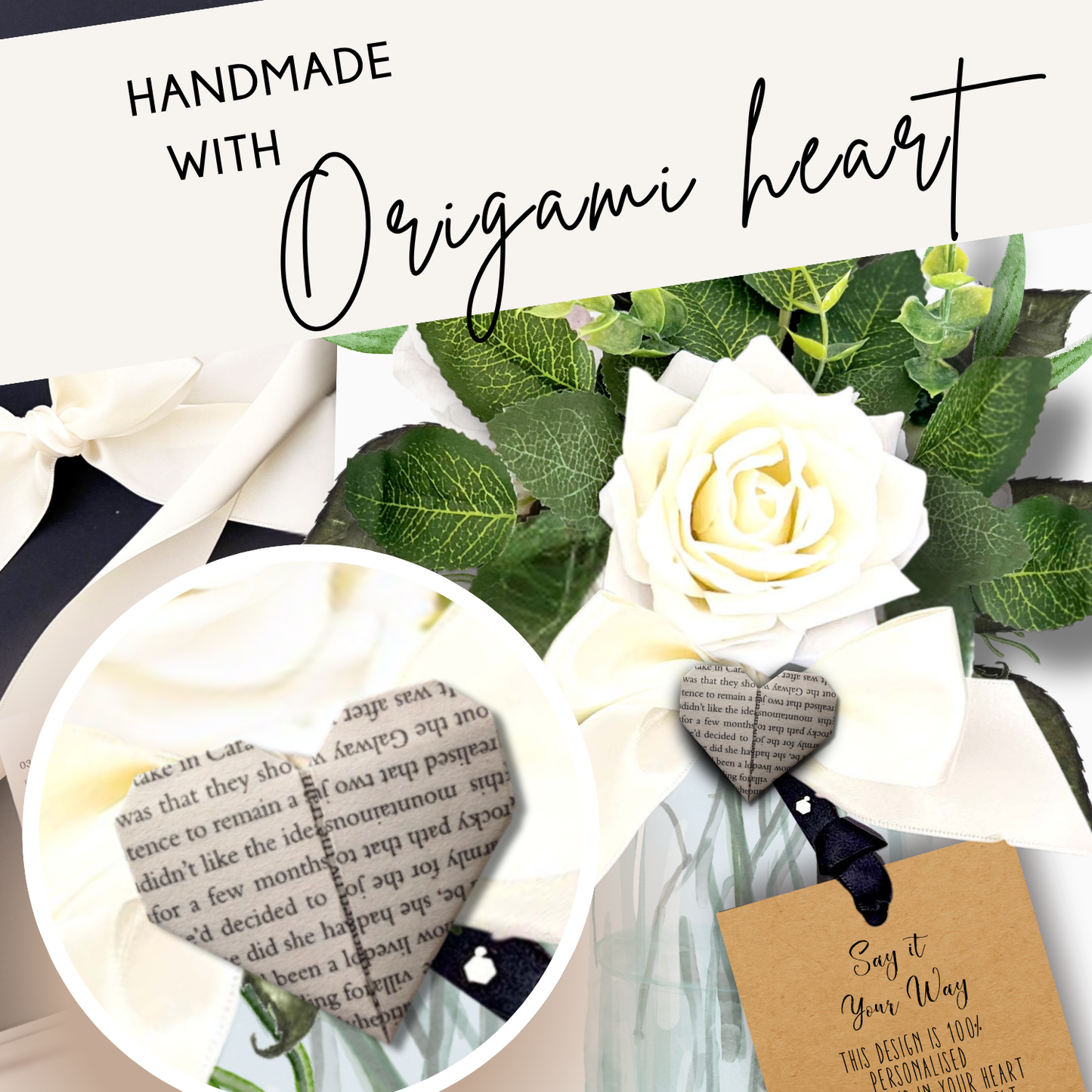 BLOOM IVORY + PAPER ORIGAMI HEART Rose Scented Design