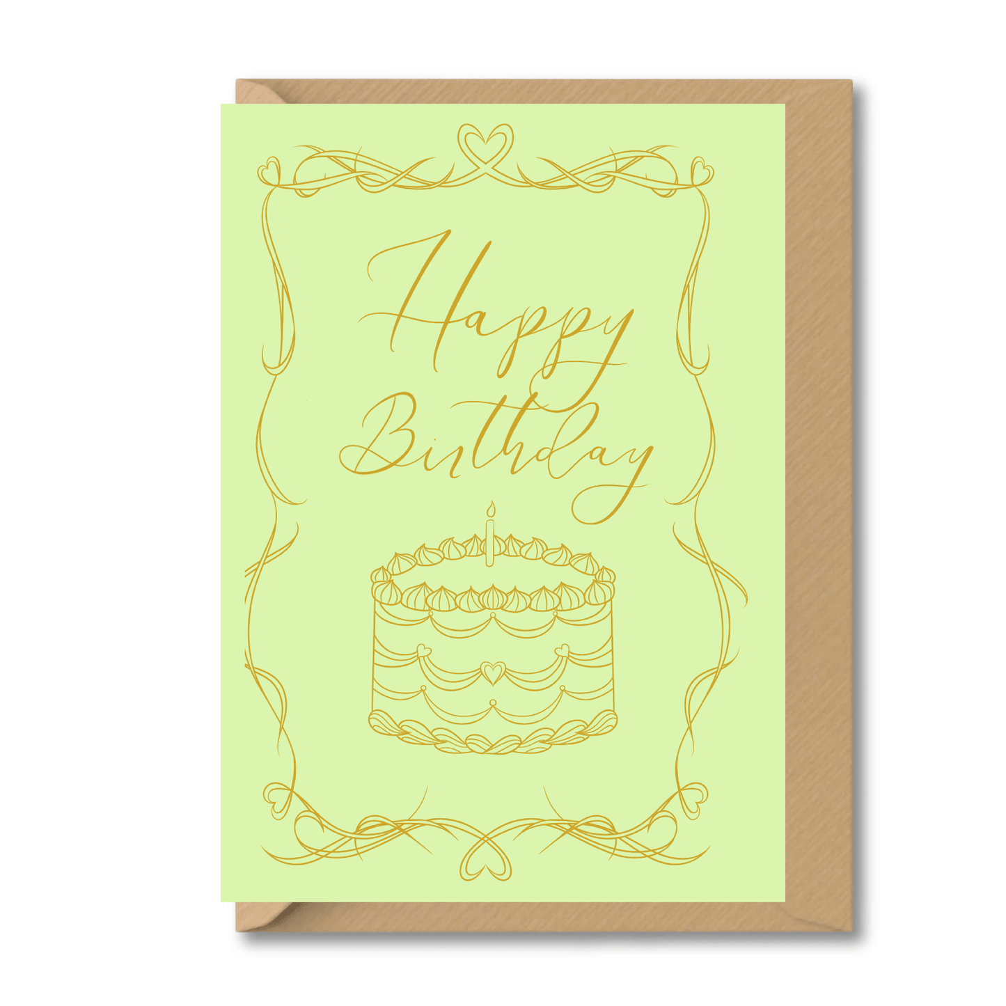 Patisserie Happy Birthday Cake Birthday Card Green