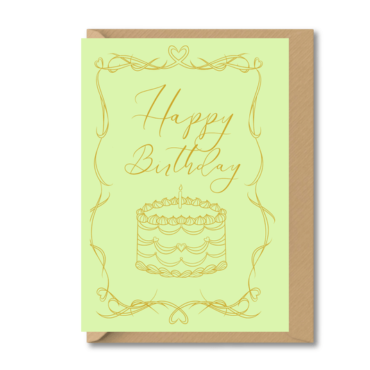 Patisserie Happy Birthday Cake Birthday Card Green