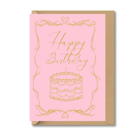 Patisserie Happy Birthday Cake Birthday Card Pink