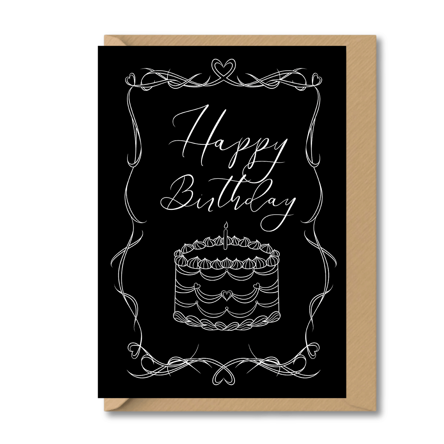Patisserie Happy Birthday Cake Birthday Card Black/White