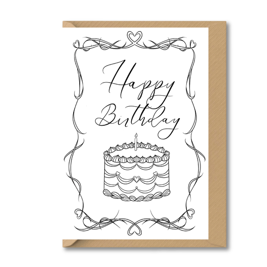 Patisserie Happy Birthday Cake Birthday Card White/Black