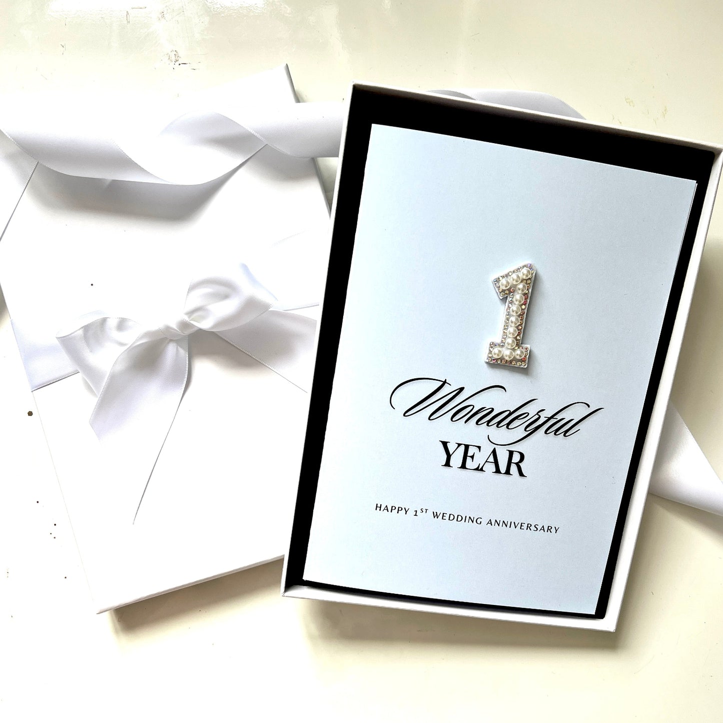 A Wonderful first Year Happy 1st Wedding AnniversaryCard on pale blue cards