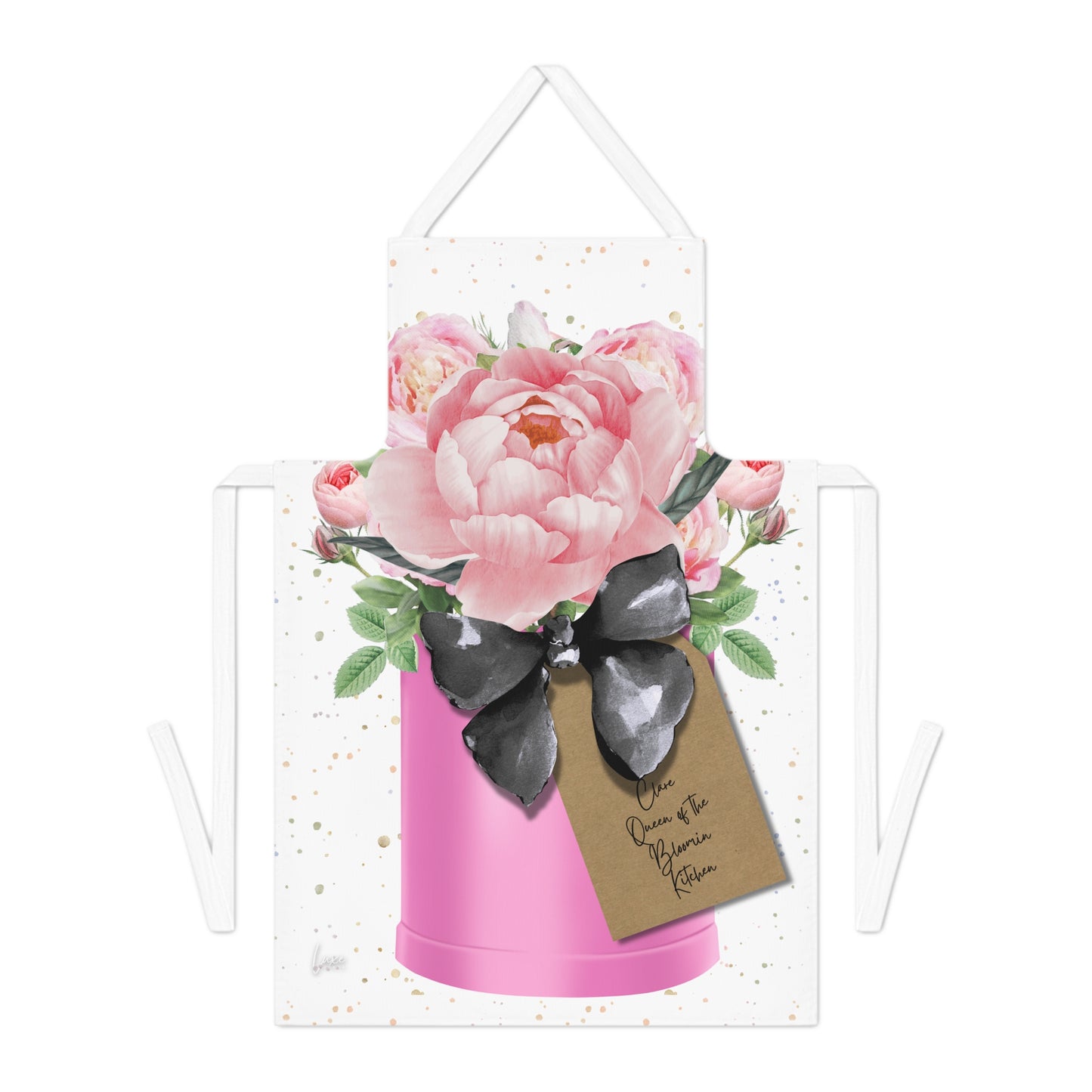 Personalised Pink Peony Floral Apron
